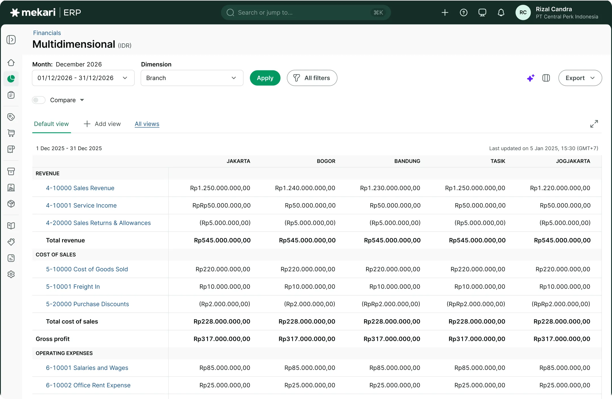 Mekari ERP Dashboard